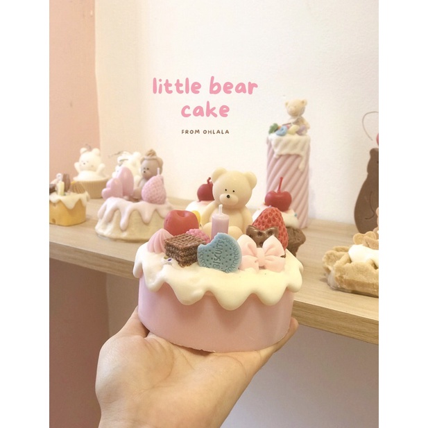 | Little bear cake | Nến thơm hình bánh kem hồng gấu nhỏ Ohlala ( kèm hộp quà )