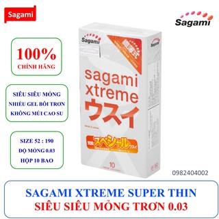 Bao cao su siêu siêu mỏng nhất thế giới xtreme super thin 0.03mm hộp 10 chiếc