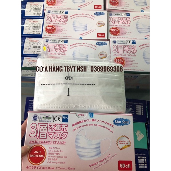 ❤️  HỘP 50 CÁI KHẨU TRANG Y TẾ 3 LỚP KHÁNG KHUẨN XUẤT NHẬT KIM SORA KIMSORA MÀU XANH VÀ XÁM THAN HOẠT TÍNH