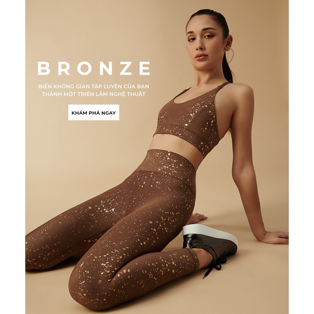 OLABEN Quần tập lưng cao Yoga Gym co dãn tốt Aleyn Luminous Bronze