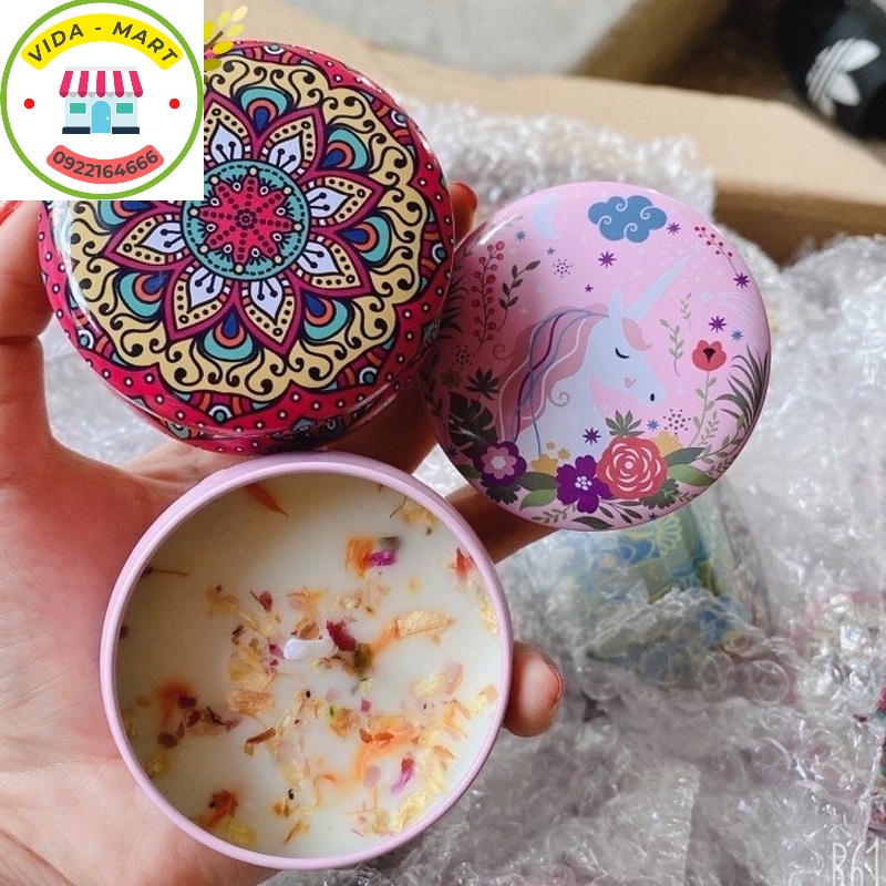Set 4 Hộp Nến Thơm Hoa Khô Thiên Nhiên , Không Gian Sống Thơm Ngát và Cảm Giác Dễ Chịu, SP002358-PVN180
