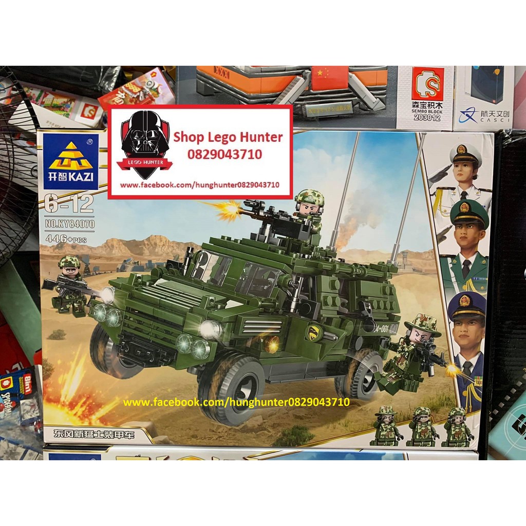 Kazi KY 84070 Military Vehicle GAZ Tigr bộ đồ chơi lắp ráp xe đặc chủng bộ binh 446 chi tiết
