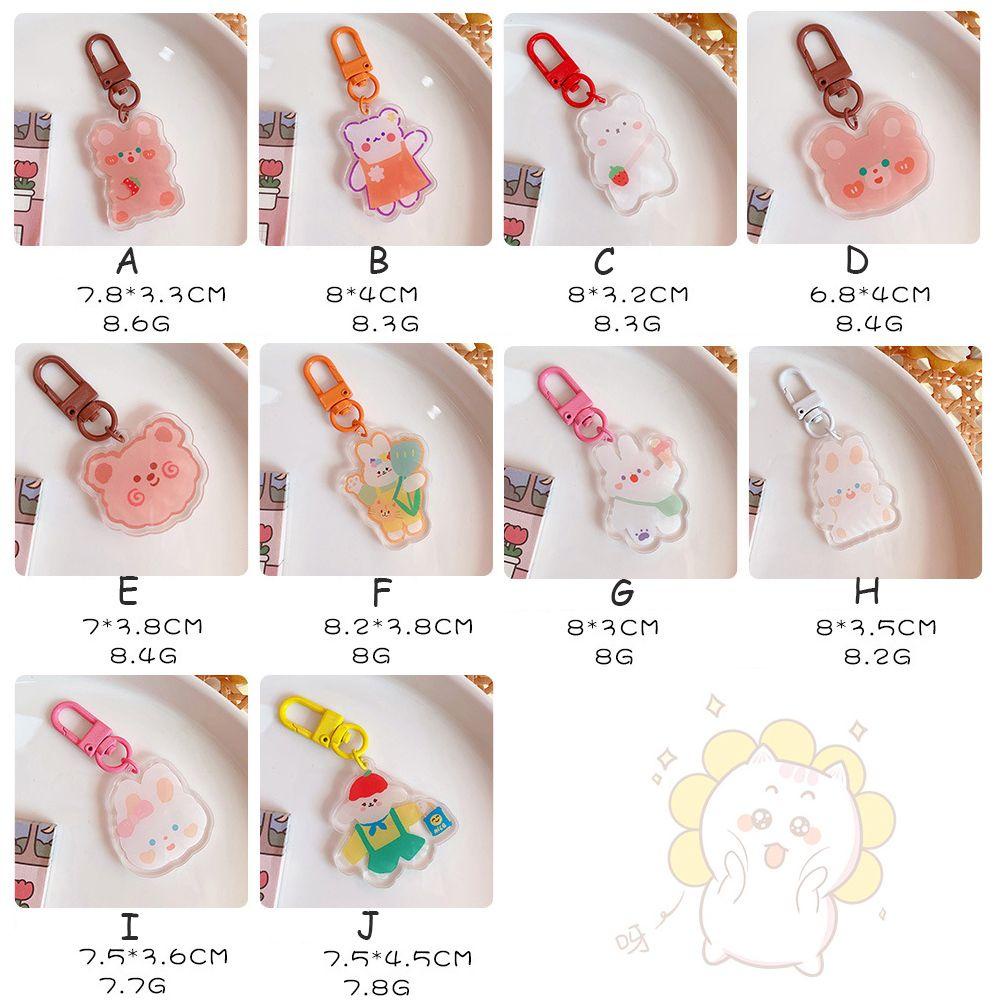 RAINBOW Móc Khóa Acrylic Hình Thỏ Hoạt Hình Dễ Thương