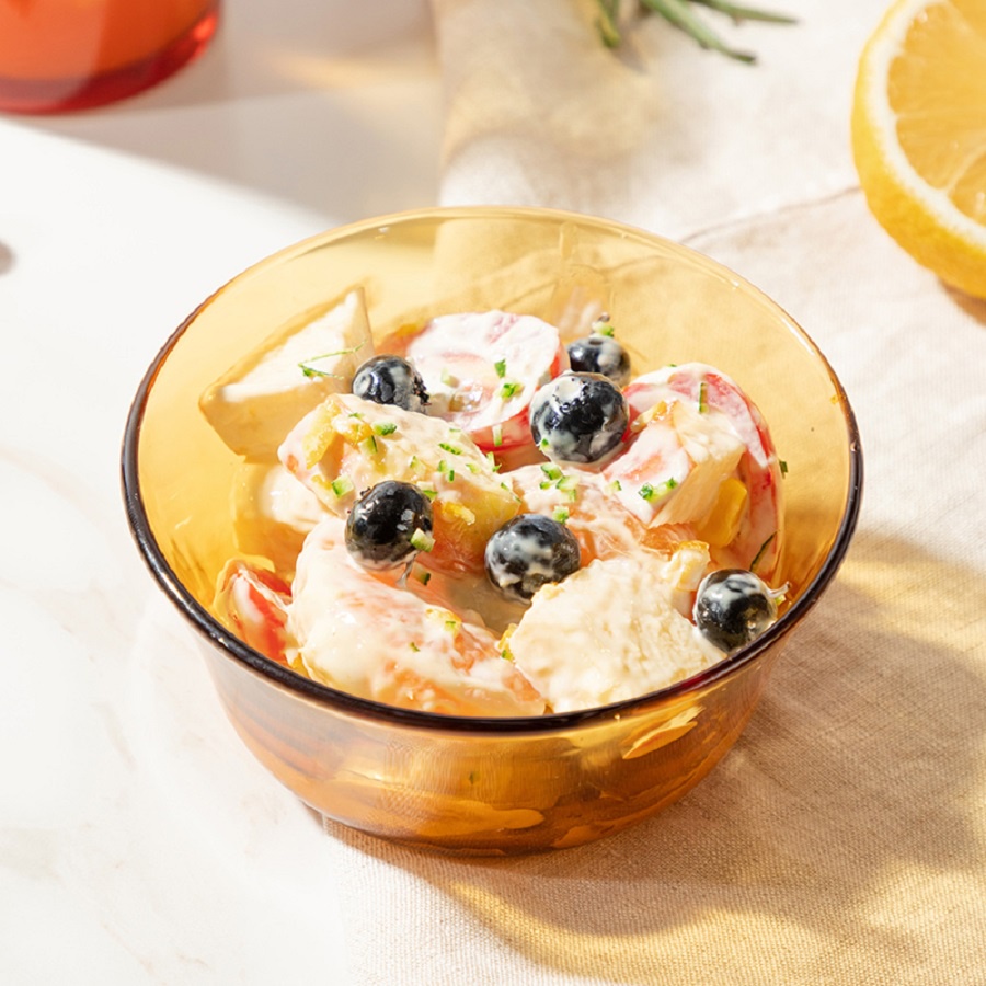 Chén thủy tinh cường lực cao cấp D2006D - Lys Vàng Amber 10,5 cm