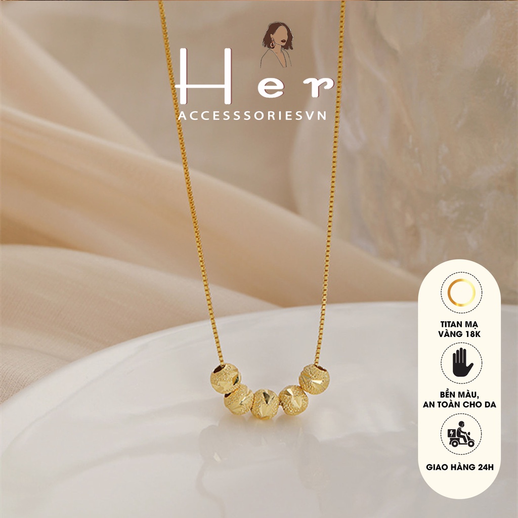 Dây chuyền titan bi tròn basic mạ vàng 18k [ KHÔNG ĐEN GỈ ] Her Accessories CT34