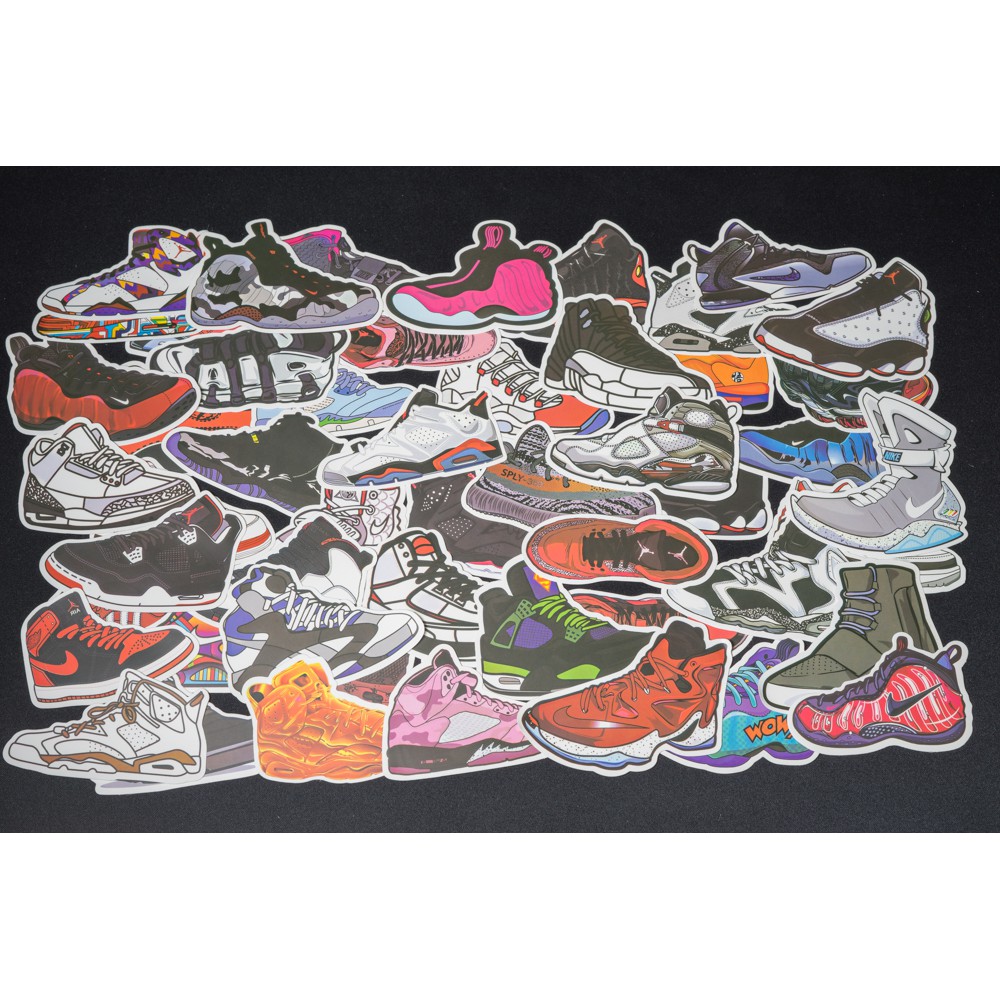 Sticker SNEAKER nhựa PVC không thấm nước, dán nón bảo hiểm, laptop, điện thoại, Vali, xe đạp, xe máy, đàn, skateboard