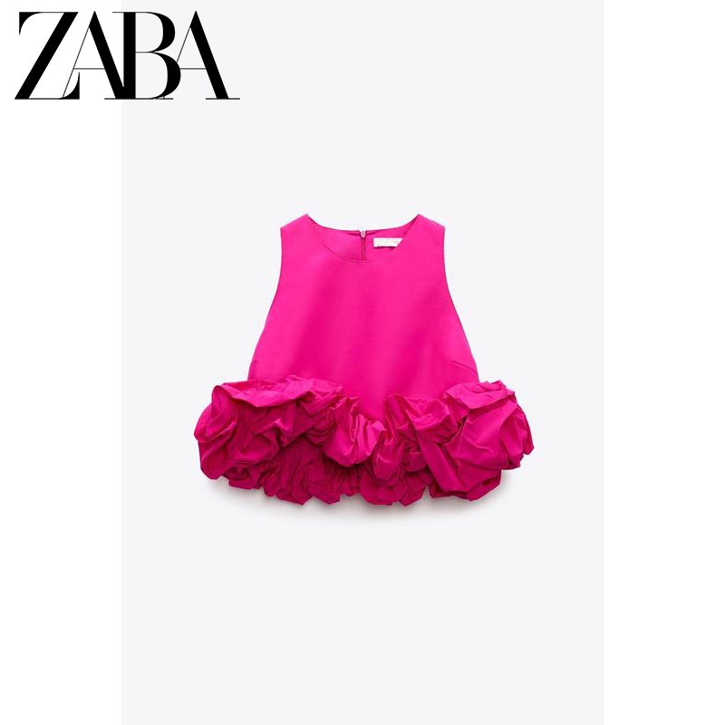 Zara Áo Sát Nách Cổ Tròn Xếp Ly Thời Trang Mùa Hè Cho Nữ3334653/3270653