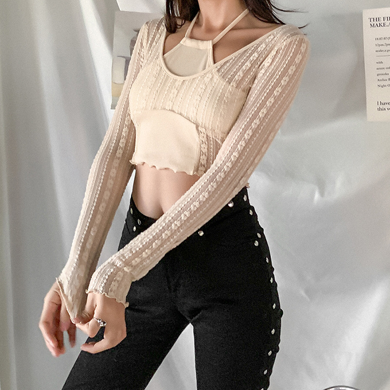 Áo Croptop Tay Dài Phối Lưới Phong Cách Modou | BigBuy360 - bigbuy360.vn