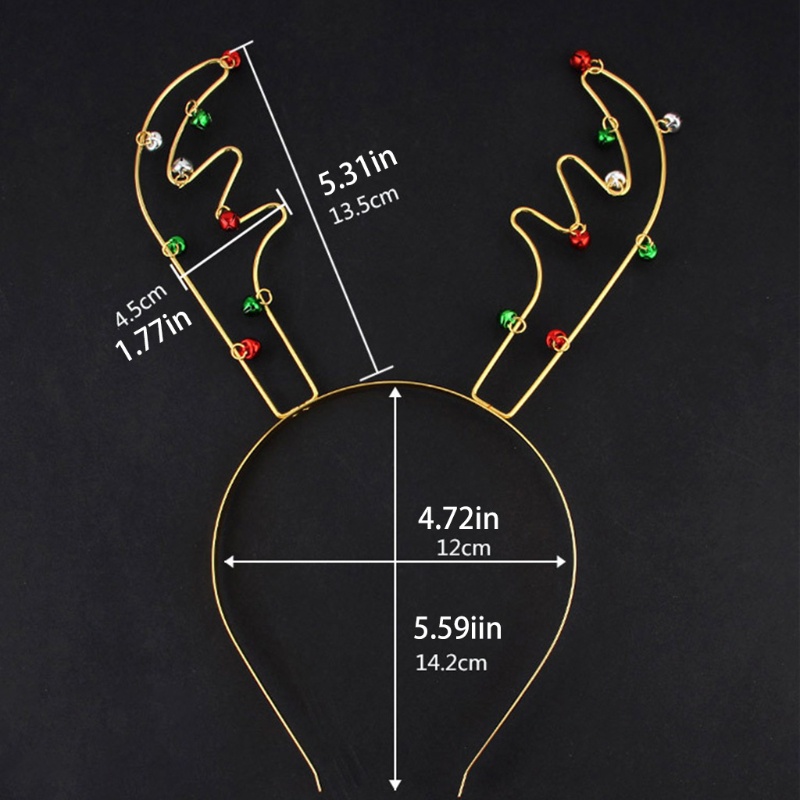 Băng Đô Cài Tóc Hình Sừng Hươu Có Chuông Nhiều Màu Sắc Bằng Kim Loại Cho Trẻ Em