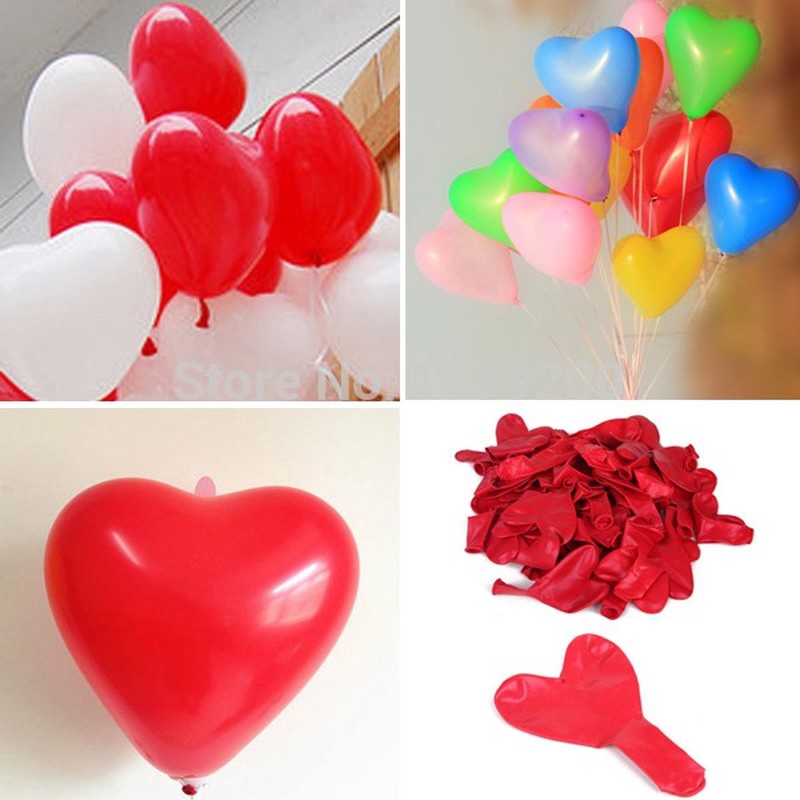 50 Bong bóng latex hình trái tim dùng cho tiệc cưới, sinh nhật