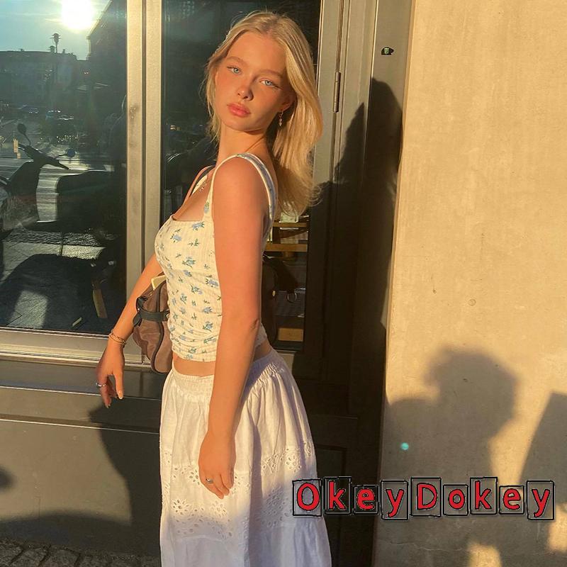 Áo Crop Top Y2K Không Tay Dáng Ôm Phong Cách Vintage Thời Trang Mùa Hè Dành Cho Nữ