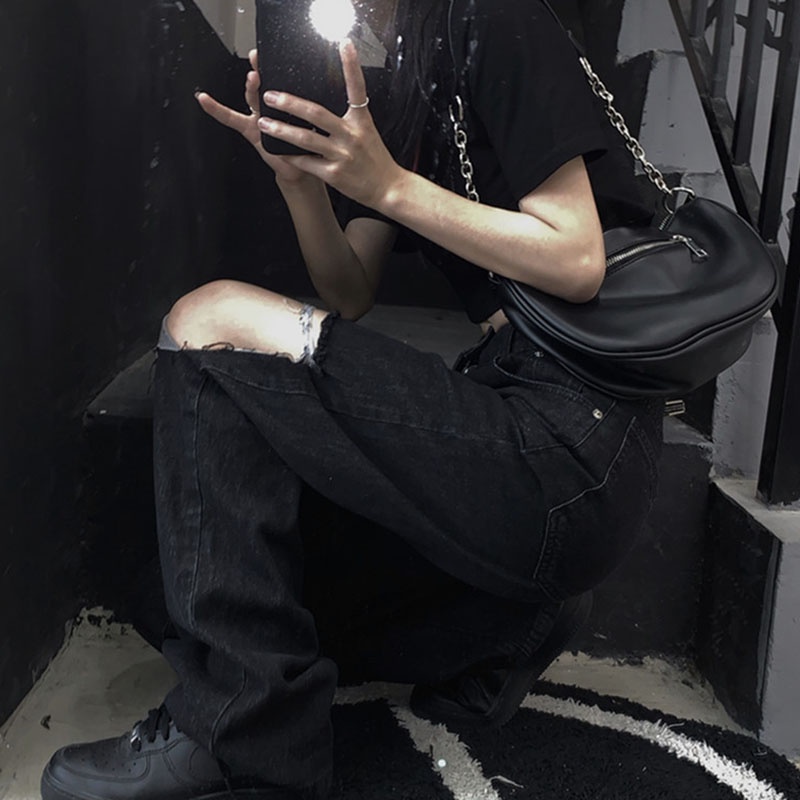 Túi xách IELGY dây xích dày nửa vòng tròn cho nữ