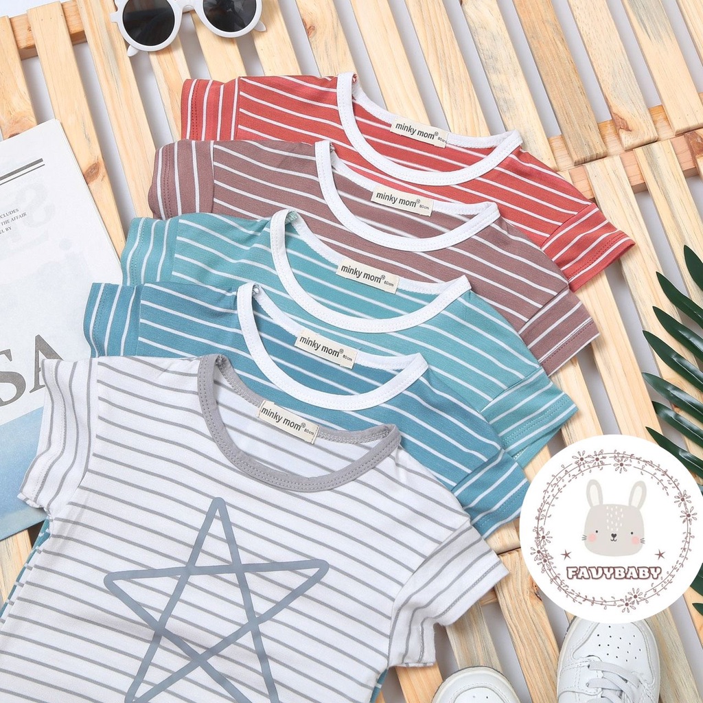 Đồ Bộ MINKY MOM Bé Trai Bé Gái Thun Lạnh Cộc Tay Sọc Dệt Hình Ngôi Sao Cá Tính Trẻ Em 0 1 2 3 4 5 Tuổi - Favybaby