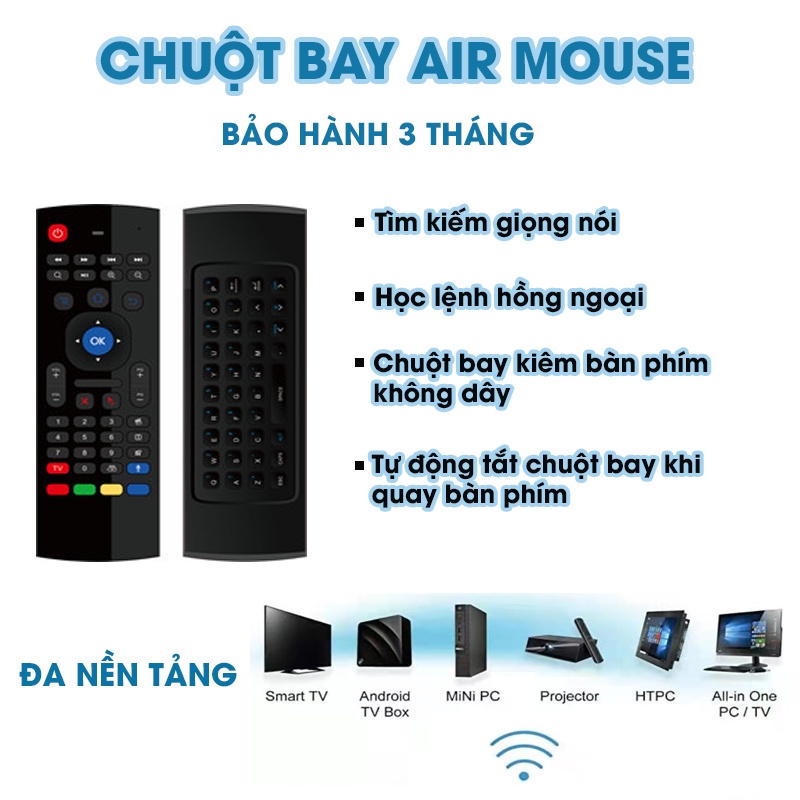 Chuột Bay Điều Khiển Từ Xa Air Mouse MX3 2,4GHZ Kèm Bàn Phím Hỗ Trợ Androi box, Linux, Smart TV