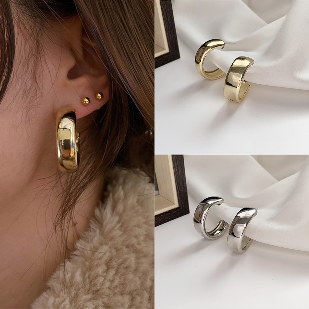 Khuyên Tai Nữ Hình Tròn Lớn Thiết Kế Đơn Giản