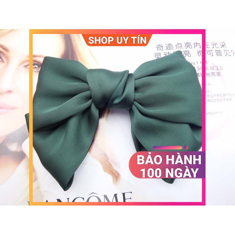 [NowShip - Giao Ngay] Kẹp Tóc Đính Nơ Lụa Cao Cấp - Cặp Tóc Nữ Đẹp Màu Xanh Rêu