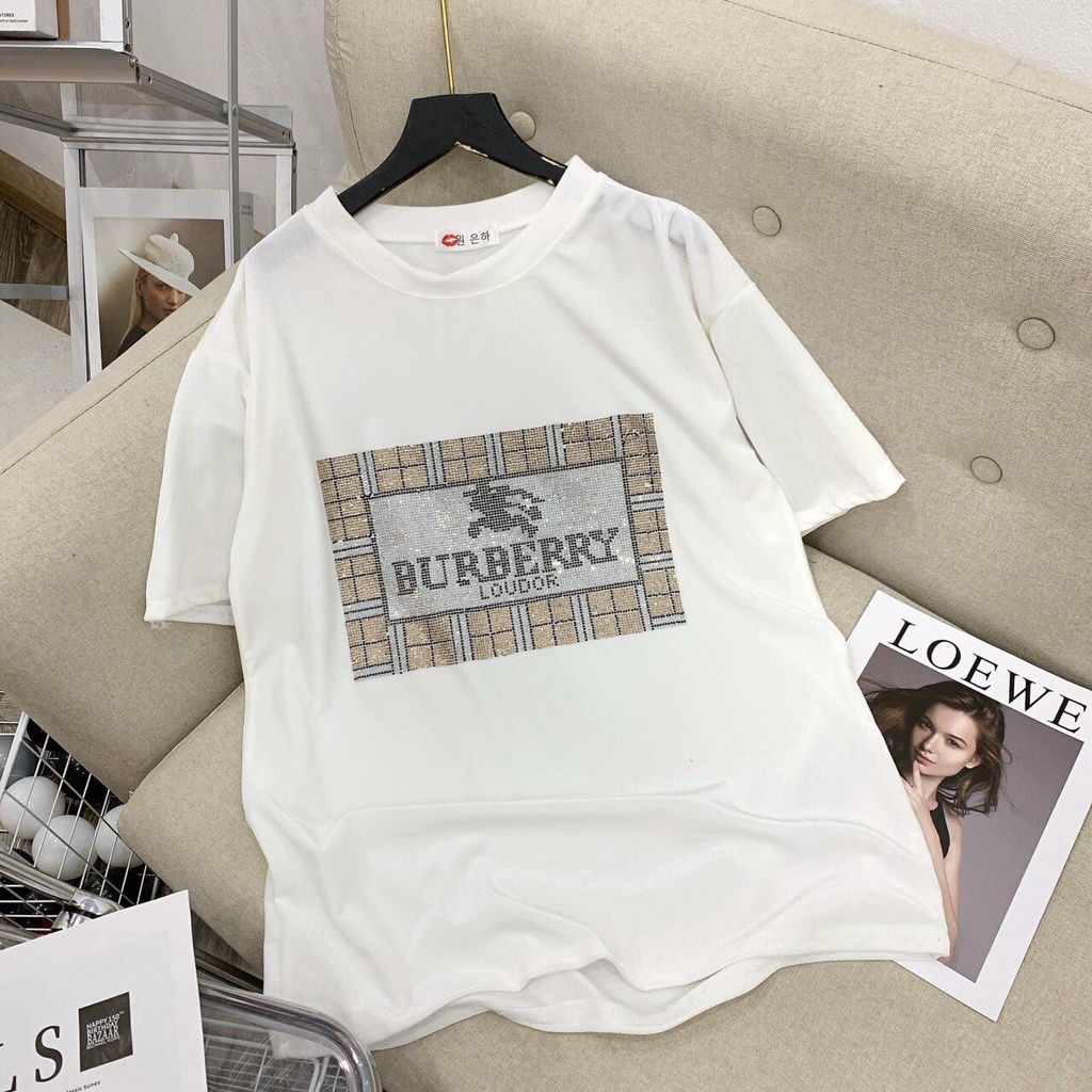 Áo thun nữ from rộng tay ngắn phông unisex dấu quần chất cotton mềm mịn ép đá hàng cao cấp
