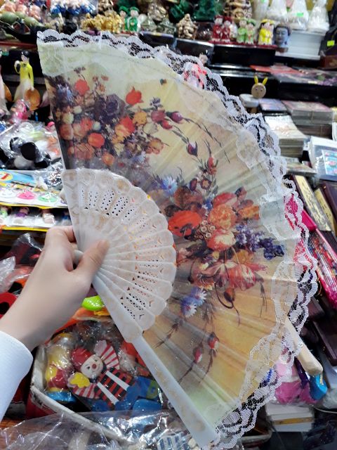 Quạt múa cổ trang ren hoa phong cách nhật | BigBuy360 - bigbuy360.vn