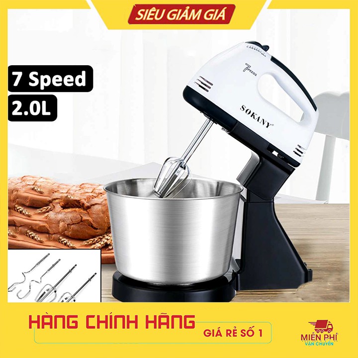 [ Xả Kho ] Máy Đánh Trứng, Nhào Bột Để Bàn Sokany CX-6620 Công Suất 250W Chậu 2 Lít - BH 12 tháng