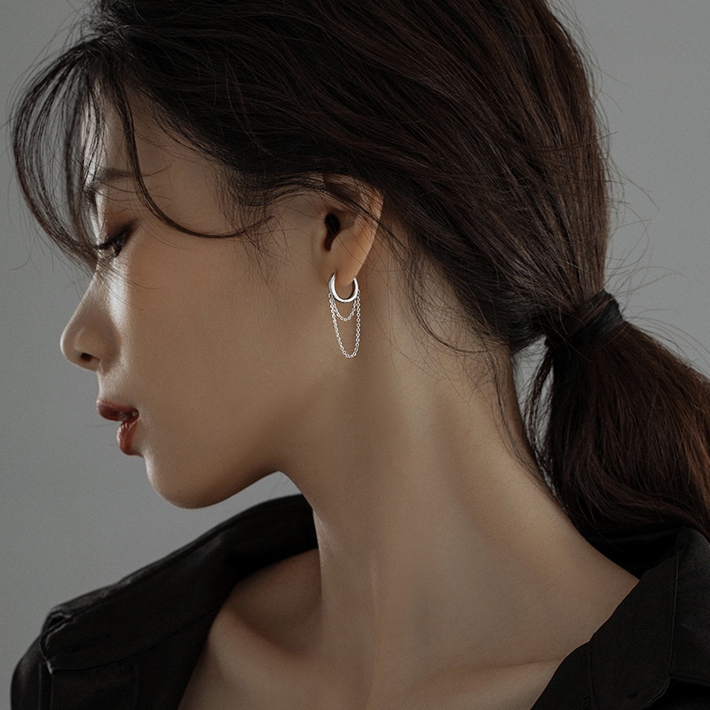 Bông tai nam nữ kiểu tròn tua rua 2 tầng Turel – khuyên tai ViVi_Gift