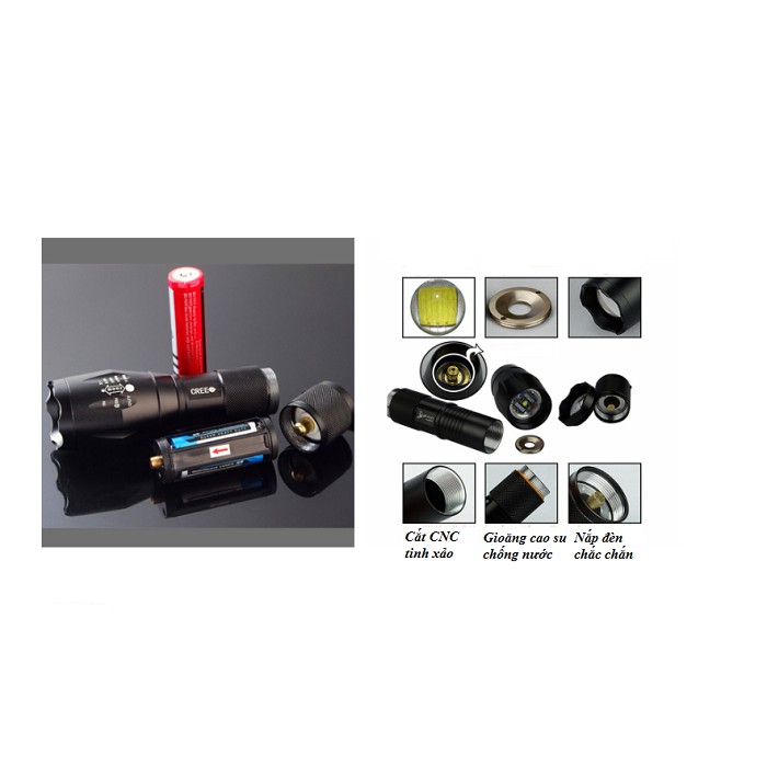 Đèn pin siêu sáng Utra Fire A100-den pin sieu sang mini A100,den pin,den pin Led Cree T6 | BigBuy360 - bigbuy360.vn