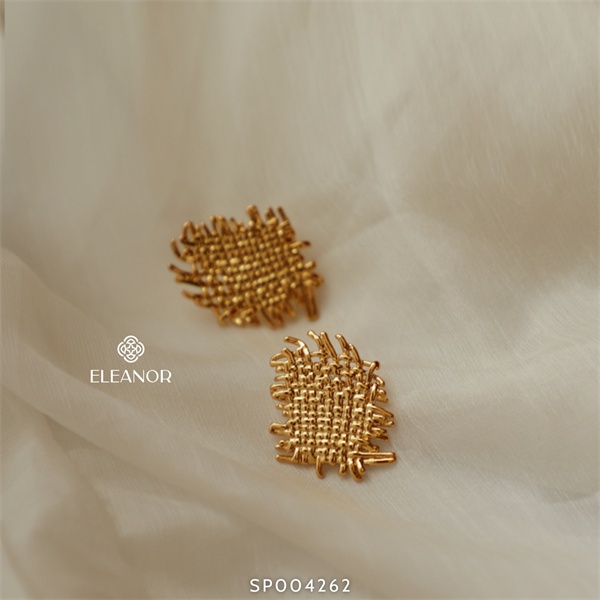 Bông tai nữ chuôi bạc 925 Eleanor Accessories họa tiết đan mây phụ kiện trang sức phong cách Hàn Quốc