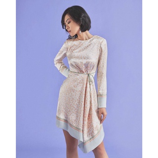 Graphé - CHERYL coral leopard dress / Đầm thiết kế tay dài hoạ tiết độc đáo