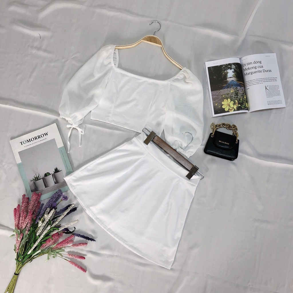Set Chân Váy + Áo Croptop Cổ Vuông | BigBuy360 - bigbuy360.vn