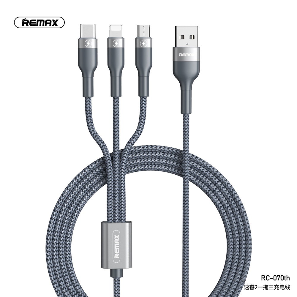 Cáp Sạc Remax 3 Đầu Remax Dây Dù Dài 1.2m - BH 6 Tháng - Hưng Long PC