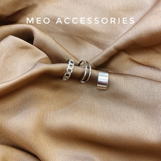Set nhẫn nữ 3 chiếc basic màu bạc Meo Accessories