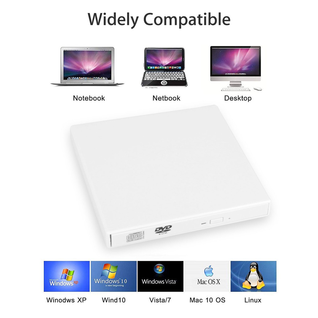 USB 2.0 External DVD Drive -RW Writer Burner Rewriter ROM Drive | BigBuy360 - bigbuy360.vn