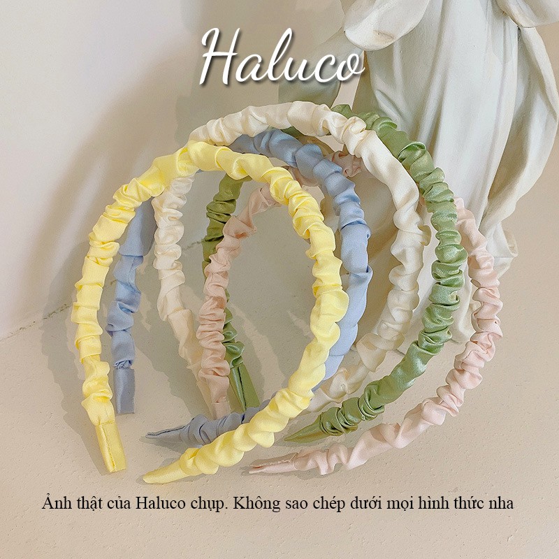 Băng đô vải lụa satin cài tóc phong cách Hàn Quốc,Bờm tóc vải nhún dễ thương cho nữ Haluco.accessories BT02