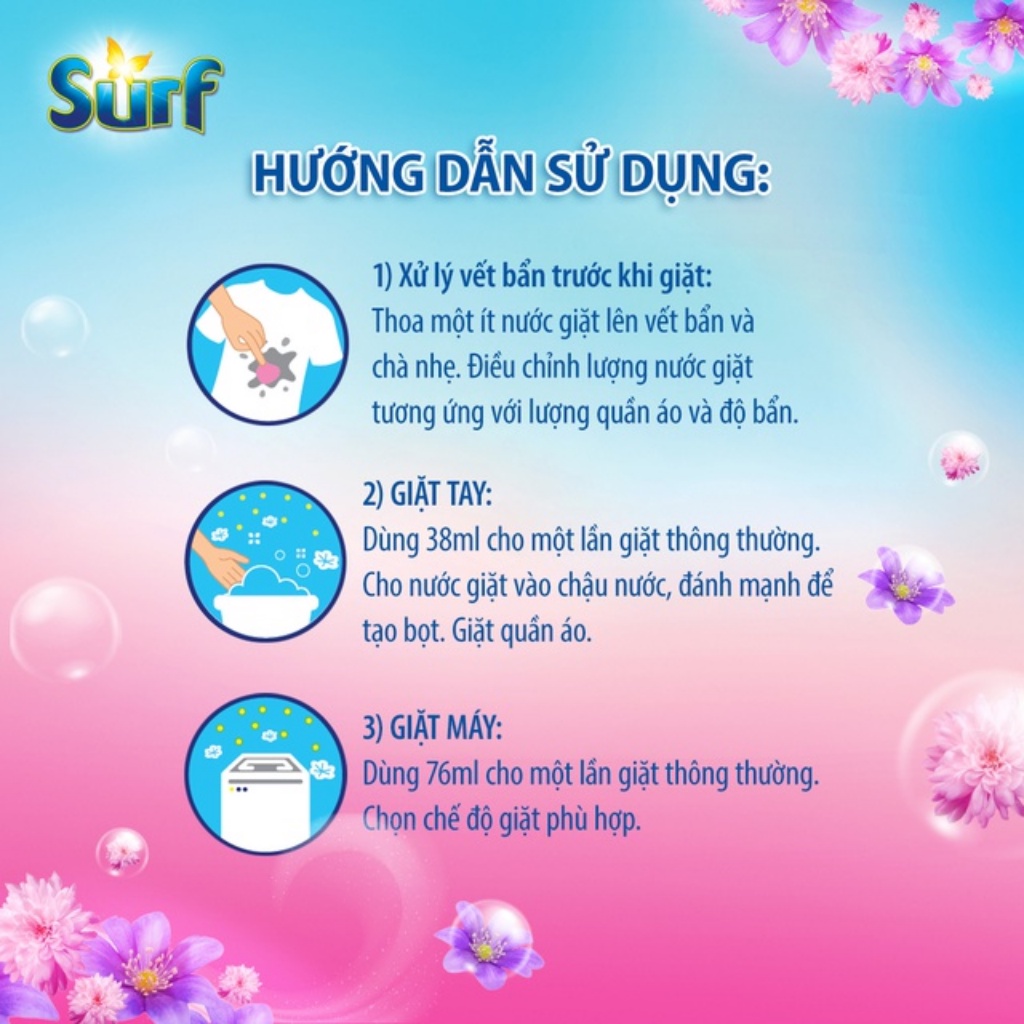 Nước Giặt Surf Hương Sương Mai Dịu Mát Túi 1.8kg