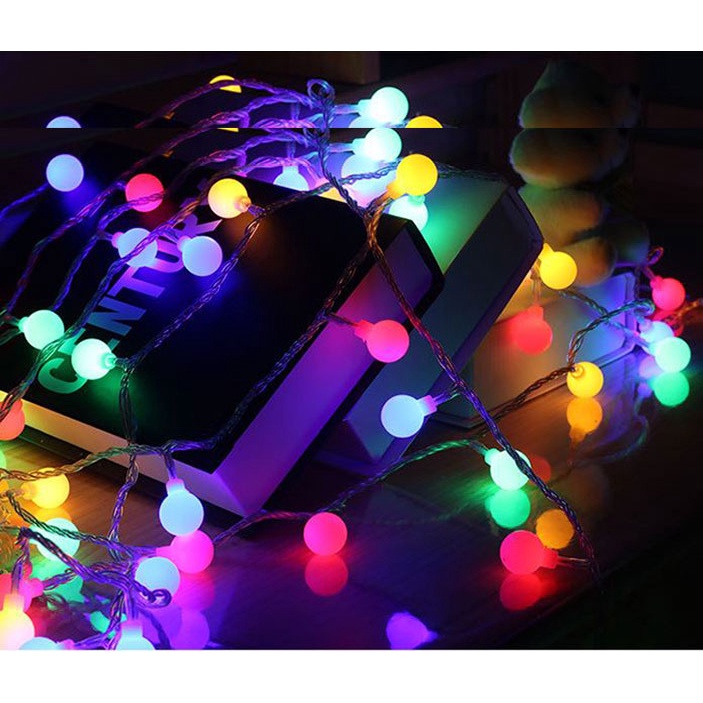 Dây Đèn Led BI 30 Bóng Tròn đục màu vàng, đơn màu 4.5M, Dây đèn led bi tiết kiệm điện, không sinh nhiệt, chế độ flas