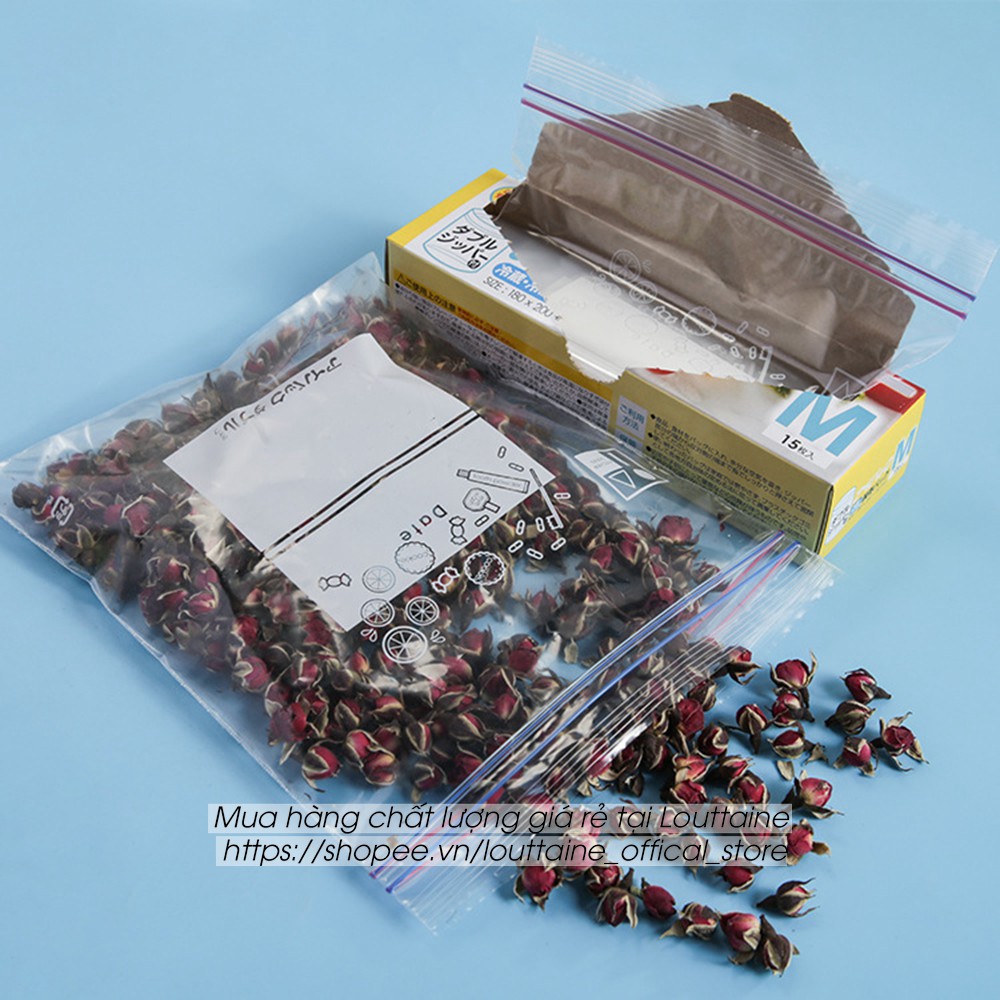 Túi zip bảo quản thực phẩm nhật bản 3 size S M L túi sử dụng trong lò vi sóng và tủ đông ( 1 set 3 hộp 3 size )