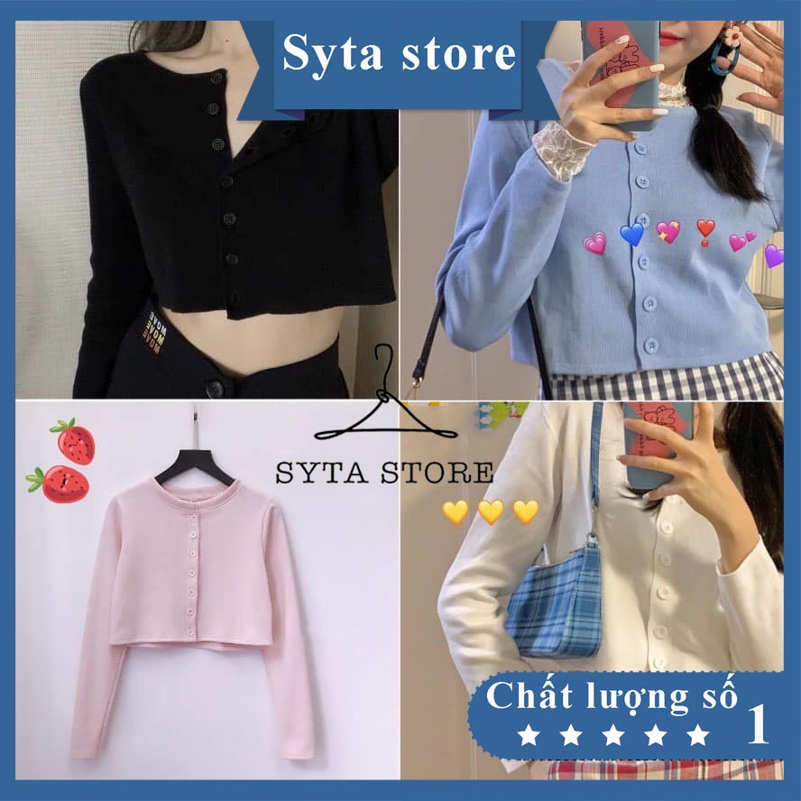 Áo Croptop Cardigan Dài Tay Nữ🌸Thun phông len tăm cúc ngực dáng ngắn body ulzzang ĐEN | TRẮNG |TÍM | Xanh🌸LT02-SYTA🌸