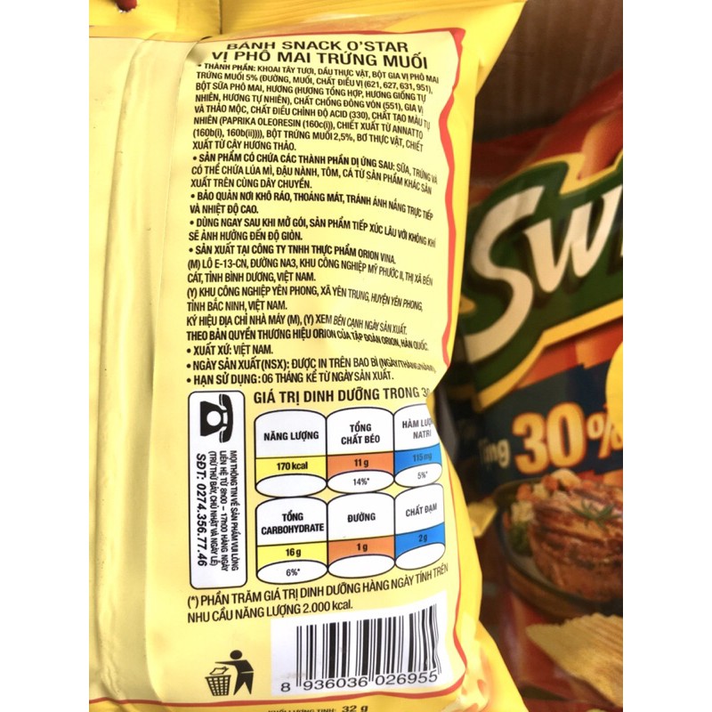 [Siêu phẩm] Bánh Snack Ostar PHÔ MAI TRỨNG MUỐI [Càng ăn càng ghiền] gói 32g và 56g