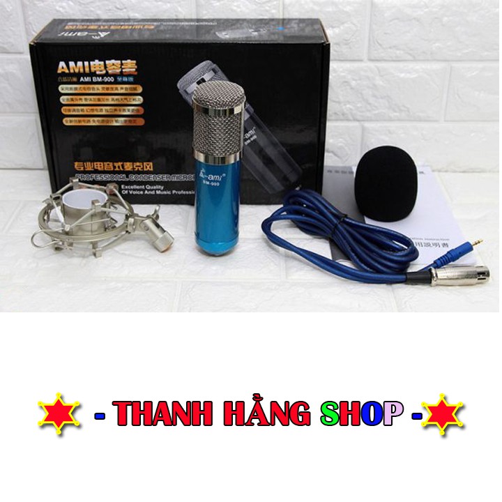 Trọn Bộ Míc Thu Âm Ami-BM900 + Mixer F4 Yamaha hát liver stream, hát karaoke gia đình