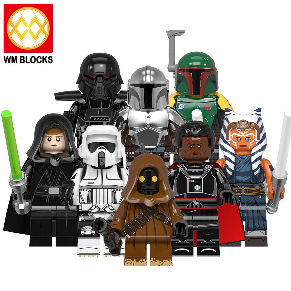 Đồ Chơi Khối Lắp Ráp WM6121 WM Boba Fett Trooper Mandalorian Ahsoka Luke Skywalker Cho Trẻ Em