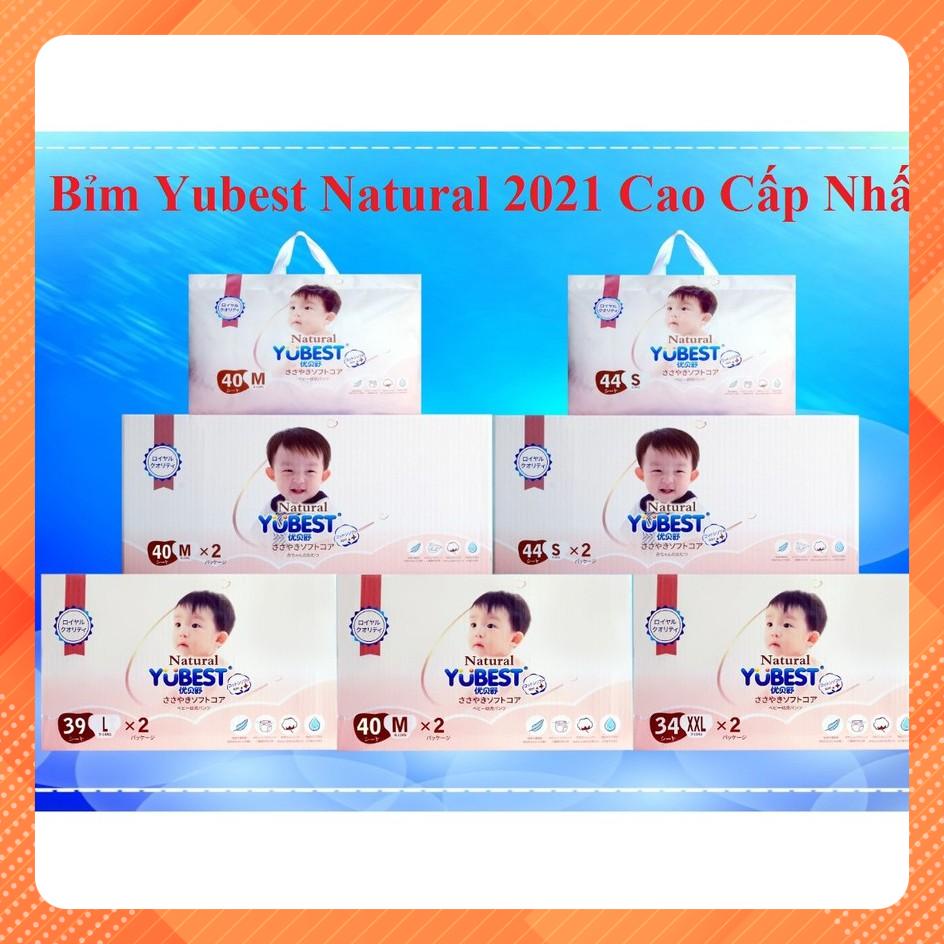 (Tặng khăn ướt) Combo 2 Bịch Bỉm Yubest Natural 2021 Cao Cấp Nhất Dán Quần S88 , M80 , L78 , XL72 , XXL68 Nội Địa Trung