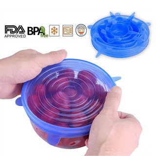 Set 6 nắp silicon đậy tô chén bảo quản thực phẩm