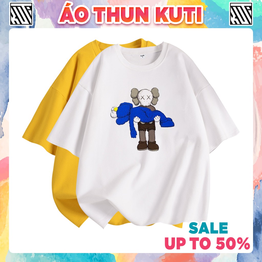 Áo Thun Tay Lỡ KAWS TWO Unisex Kuti Basic Tee Phông Trơn Nam Nữ Form Rộng Freesize Phong Cách Ulzzang Hàn Quốc