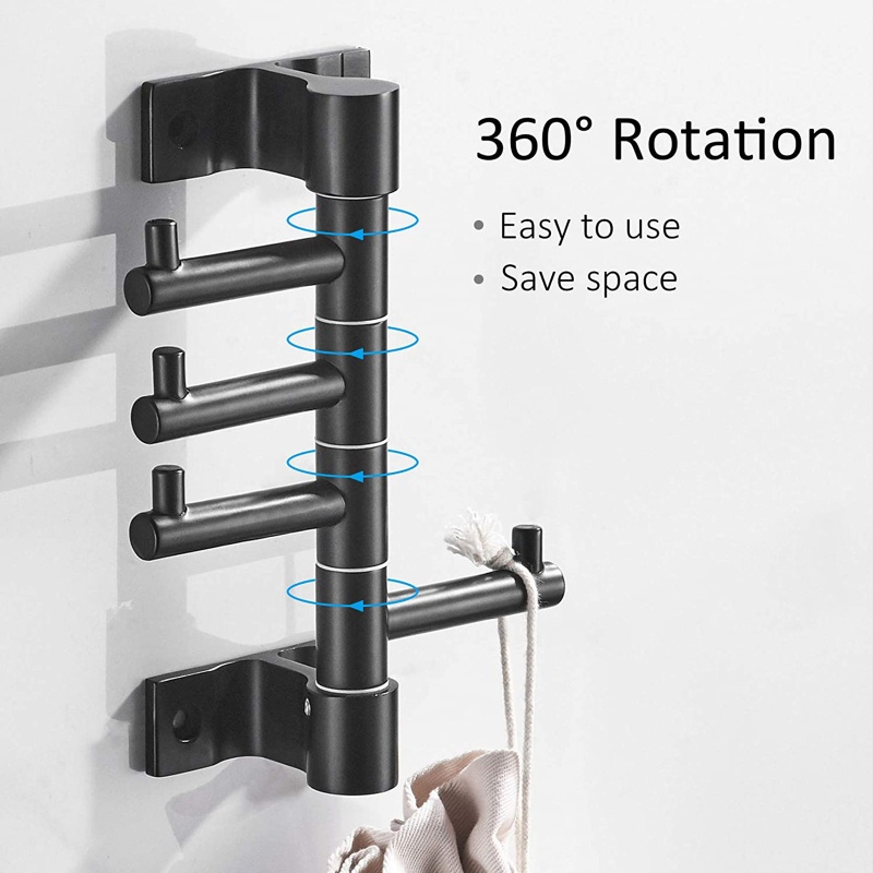 Móc Treo Áo Khoác Xoay Được 3 / 4 Móc Đa Năng Sáng Tạo Cho Nhà Bếp Nhà Tắm