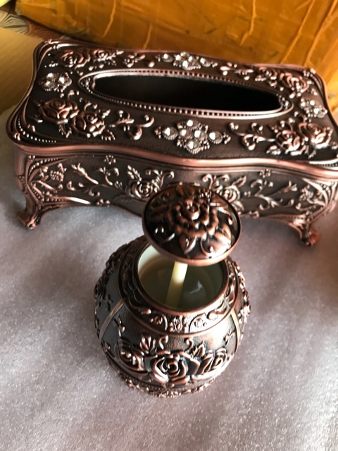 Combo bộ 3 (gạt tàn,lọ tăm,hộp giấy) hợp kim