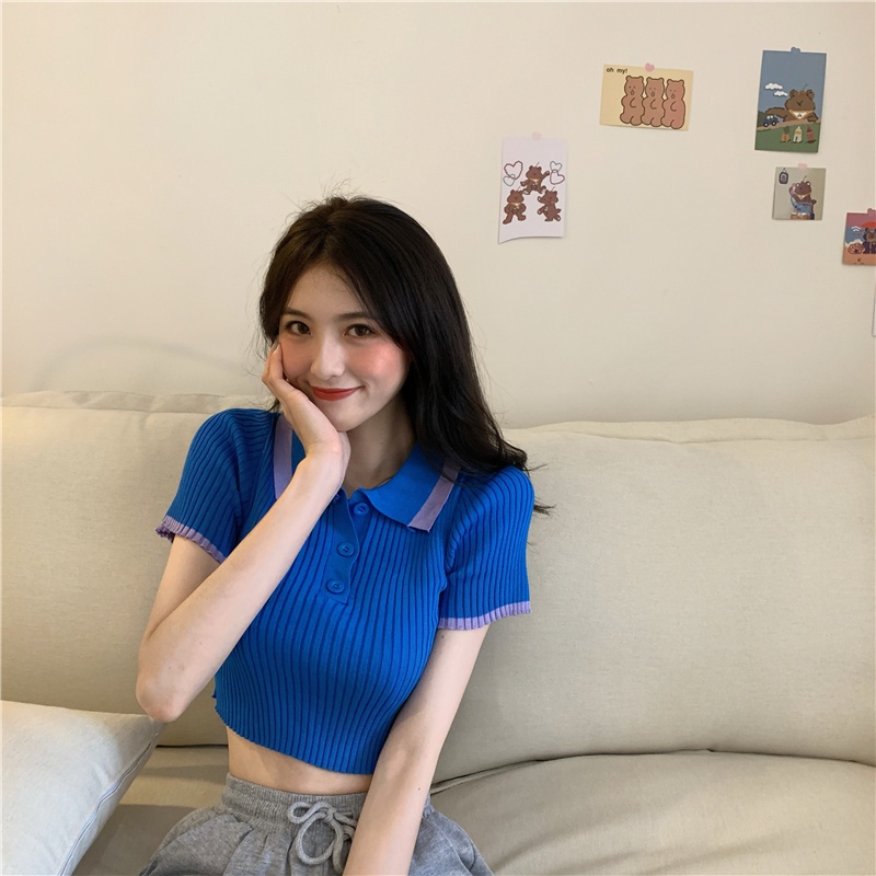 Áo thun COZOK dệt kim phản quang phong cách Hàn Quốc cho nữ