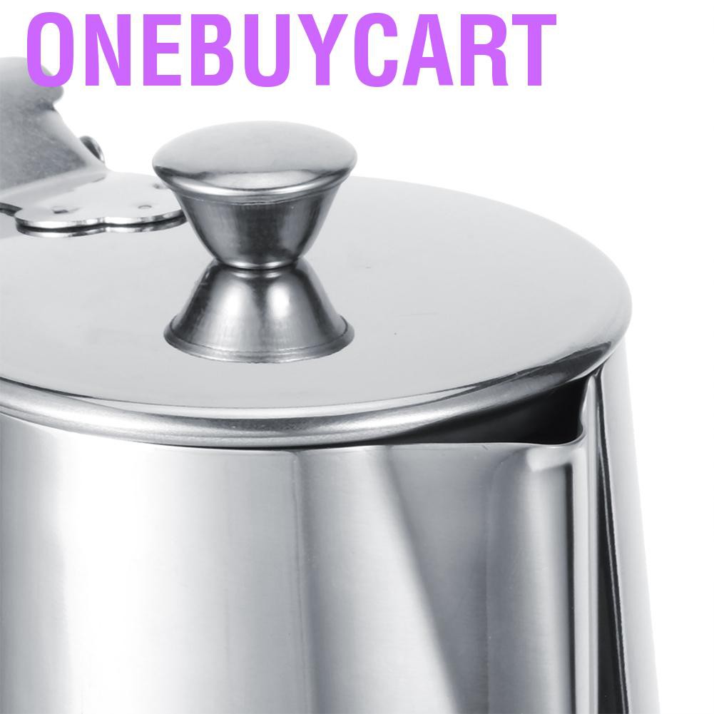 Onebuycart Stainless Steel Thicken Milk Frothing Cup Jug Coffee Pitcher Latte Art with Lid for Home