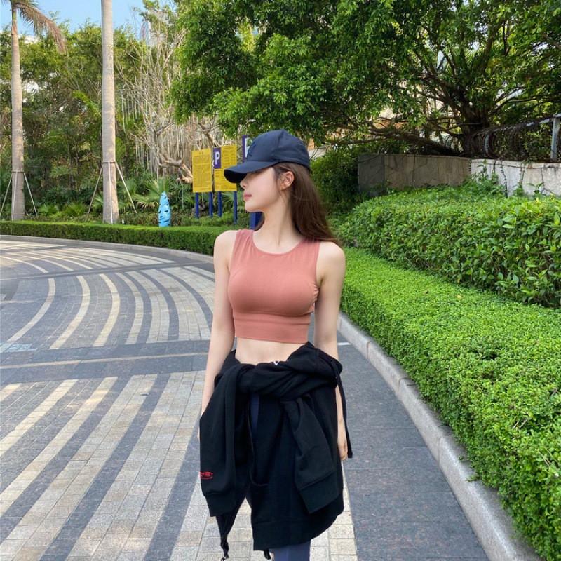 Áo Bra thể thao Croptop một mảnh đệm may liền bo chun siêu co dãn 5008 | BigBuy360 - bigbuy360.vn