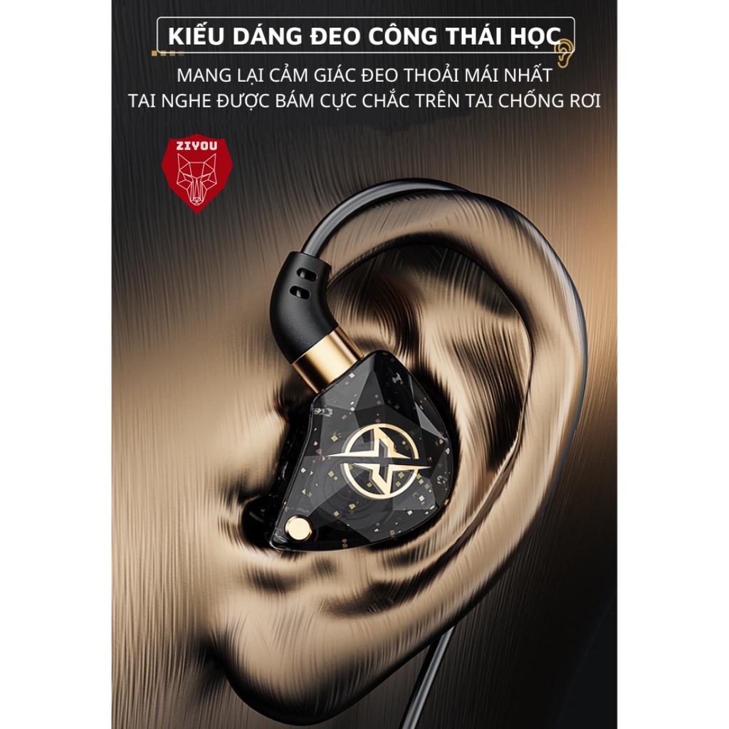 Tai Nghe Nhét Tai Có Dây ZIYOU X6 Premium, Chống Ồn Cực Tốt, Âm Thanh Super Bass, Có Mic Nghe Nhạc Chơi Game Điện Thoại