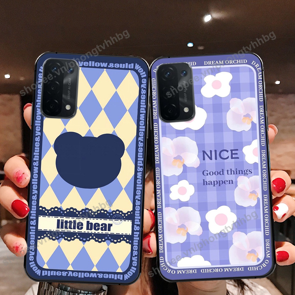 Ốp lưng Oppo A54 / A55 4G / A55 5G trái tim gấu thể thao , smile mặt cười cực cute