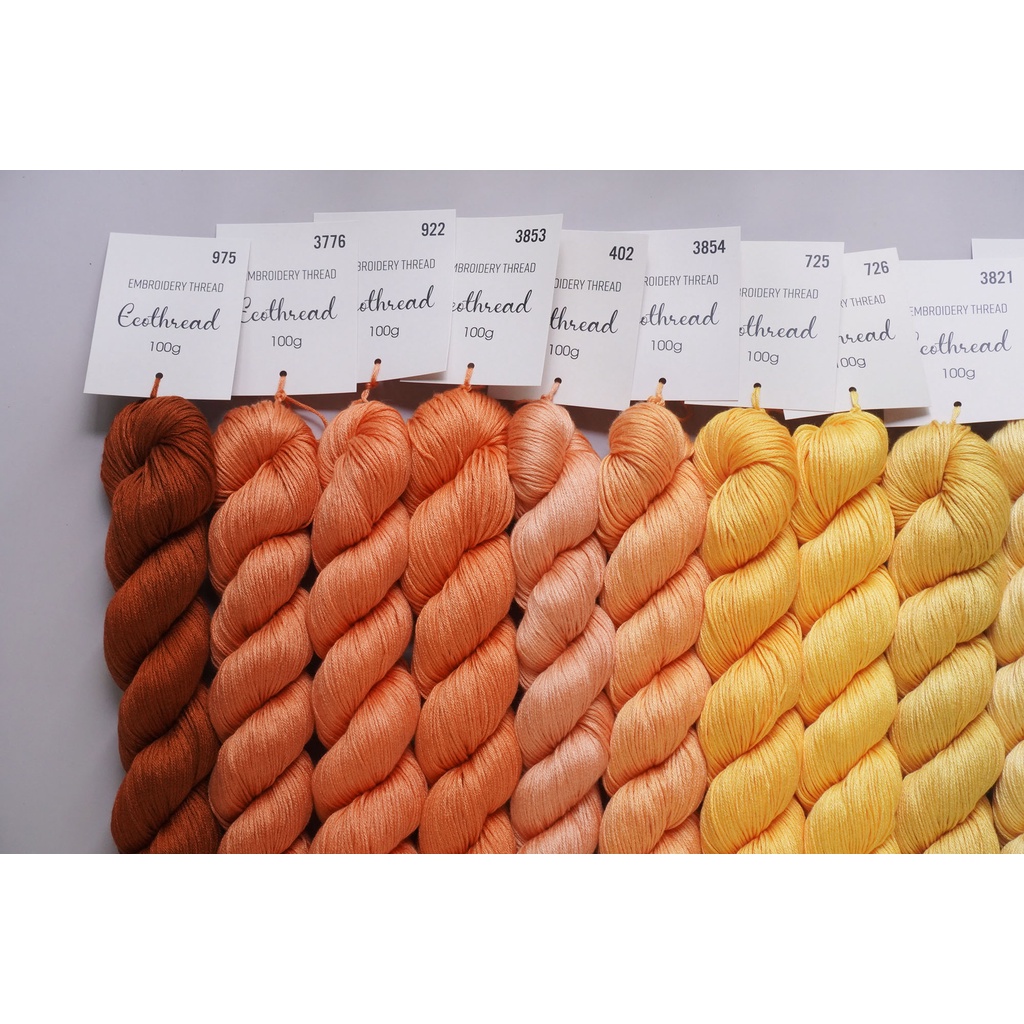 [Bảng 3/6] Chỉ thêu Eco-thread Tiệm tạp hóa nhà May nhuộm sinh học (giá 1 bó 100g) bảng vàng cam